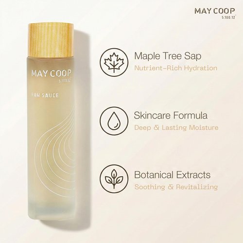 May Coop Raw Sauce Moisture Essence Toner | Korean Hydrating Face Toner for Dry & Sensitive Skin | Rice Water, Centella Asiatica & Birch Bark | Fast-Absorbing Skincare Formula, 1.35 fl. oz.