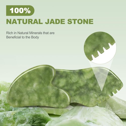 airogym 2PCS Jade Stone Gua Sha Set Face Massager Jade Facial Tools Body Lymphatic Drainage Massager, Guasha Face Sculpting Tool Skin Care Set Gifts for Women Gua Sha Sculpting for Tighten Skin