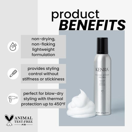 Kenra Volume Mousse Extra - Lightweight Styling Foam for Full-Bodied Hair | 10.6 oz