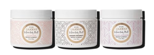 LaLicious Velour Body Melt Gift Set - 3-Piece Gel-to-Oil Body Moisturizer Skin Care Kit with Vitamin E & Macadamia Nut Seed Oil - Shave Oil, Hand & Foot Mask, Hair & Scalp Mask & More (3 Piece Kit)