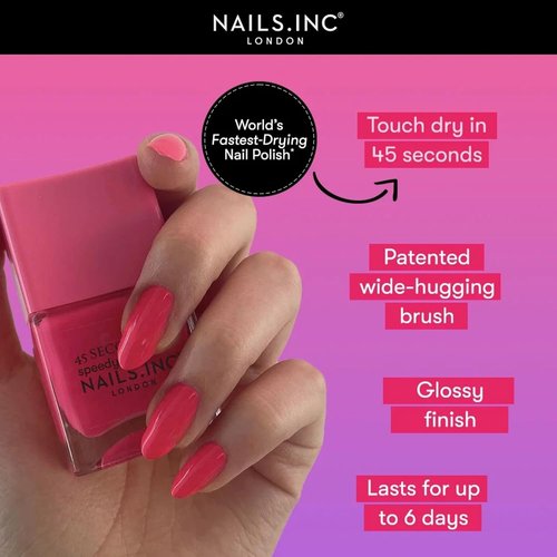 Nails Inc 45 Second Speedy Gloss - Sheer Pink Glow Vegan Nail Polish | Quick Dry, Long Lasting, 0.47 Fl Oz