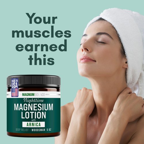 Nighttime Magnesium Lotion with Arnica – Soothing Relief & Relaxation, Highly Concentrated Magnesium for Muscles & Joints – Apply to Legs or Feet Before Bed – Skin-Friendly