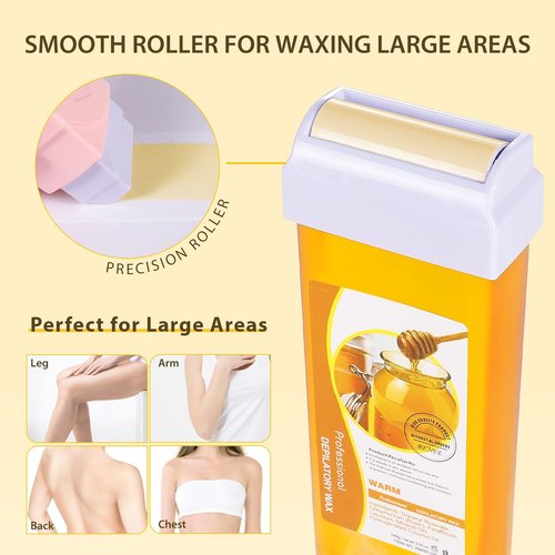 Roll on Wax Refill: 6 Honey Wax Roller Refill - At-Home Hair Removal Cartridge for Body Legs Arms (100g/3.53oz, 6 Pack)