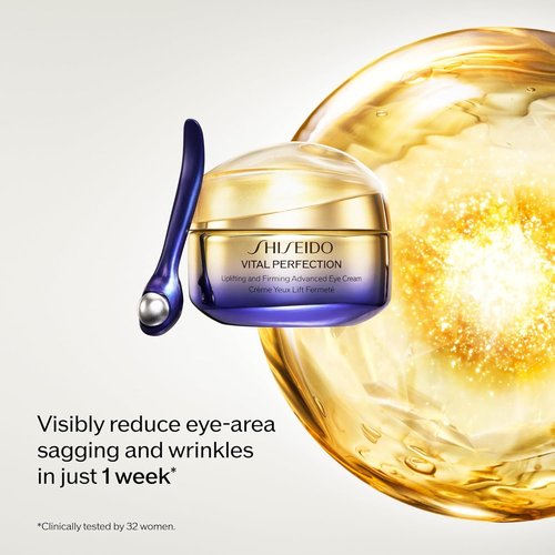 Shiseido Vital Perfection Eye Cream - Uplifting & Firming Formula - 15 mL with Massage Roller Tool