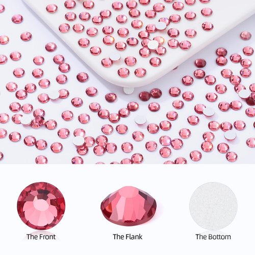 Meibite Rose Flatback Rhinestones, Glass Rhinestones for Nail Art and Craft, Glue Fix, Loose Crystal Gemstones(Rose, SS20, 1440pcs, 4.6-4.8mm)