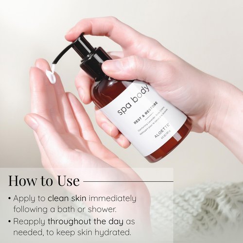 Aloette Lavender Body Cream, Rest & Restore - Moisturizing Cream for Dry Skin - Niacinamide-Infused Body Lotion with Shea Butter, Aloe Vera - Soothing & Rejuvenating Moisturizer for a Radiant Glow