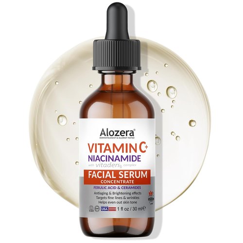 Alozera Vitamin C Facial Serum - Anti-Aging Niacinamide & Ferulic Acid for Radiant Skin | 1 oz