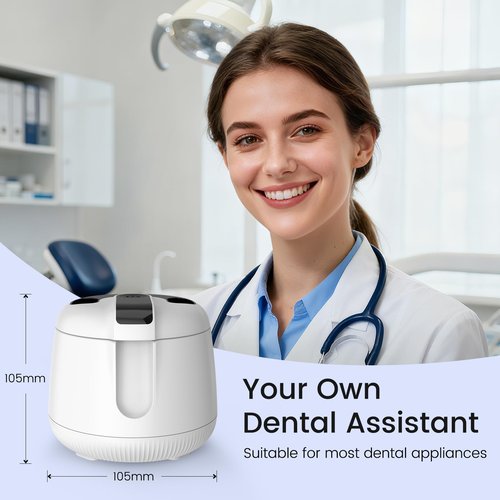 Cordless Ultrasonic Retainer Cleaner Machine, MEKO Rechargeable Denture Cleaner with 4000mAh Battery, 48kHZ, IPX5 Waterproof Dental Pod for Aligner, Braces, Jewelry, Toothbrush Head-White