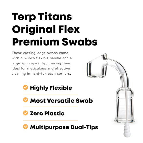 TerpTitans Original Flex Cotton Swabs (6 Pack, 1200 Count) – Dual-Tip with Spiral for Absorption & Fine Point for Precision | Flexible Paper Handle, Lint-Free
