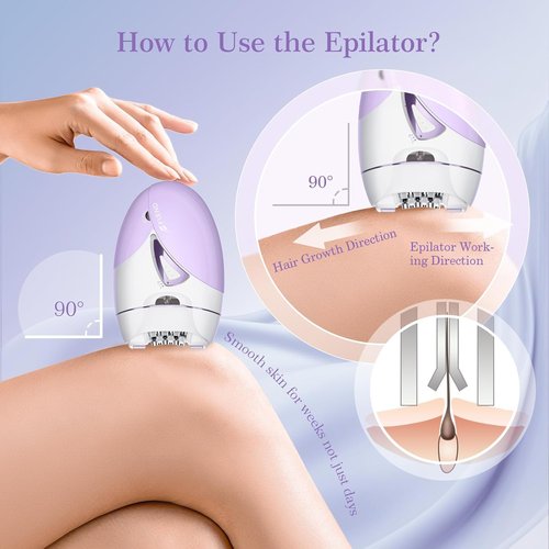 Epilator, Epilators Hair Removal for Women - 2-Speed Epilator with Massage Pad, Rechargeable LED Hair Removal Device for Face/Bikini/Arms/Legs/