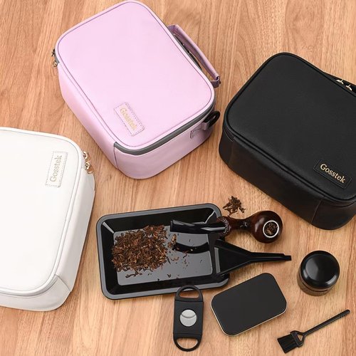 Gosstek PU Leather Smell Proof Carrier Bag with Combination Lock, Premium Multi-Use Organizers Box Case, Durable Container Pouch for Home and Travel, Black, Medium.