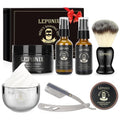 Mens Shaving Kit, Include Straight Razor, Sandalwood Shaving Soap & Cream, After Shave Balm, Pre-Shave Oil, Brush & Bowl – Christmas Gifts for Men Him Secret Santa Gift Set Stocking Stuffers