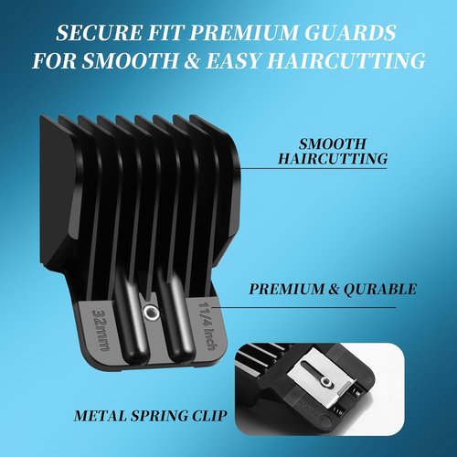 BaBylissPRO Premium Trimmer Guards - Replacement Set with Metal Spring Clip | Fits FX787 & FX726, 1/32-5/4 Inch