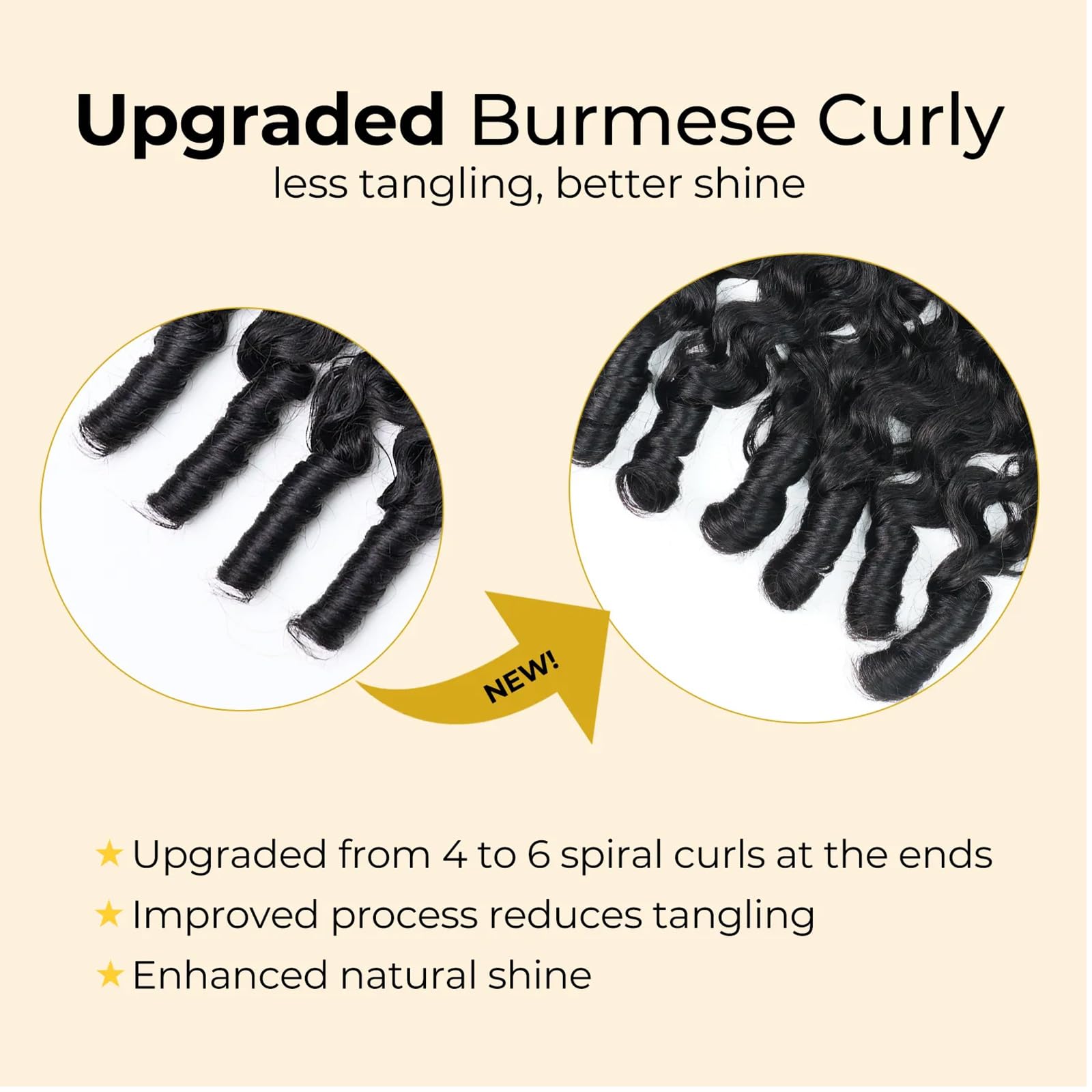 Wequeen 16A Burmese Curly Human Hair Bundles 16 Inch 100% Unprocessed Brazilian Virgin Hair Quick Weave Bundles Human Hair Extensions Real Human Hair, Natural Black