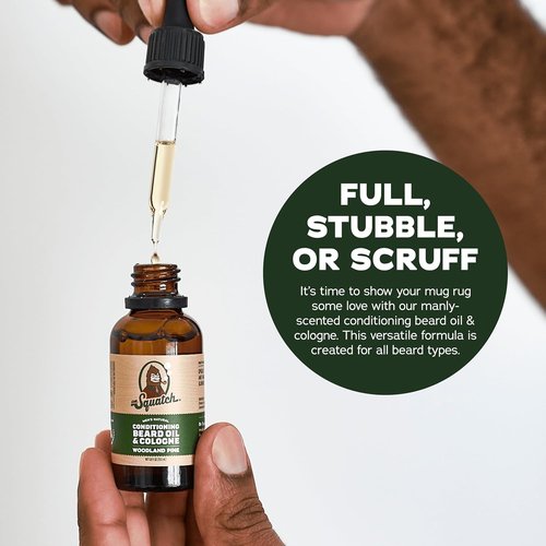 Dr. Squatch Conditioning Beard Oil - Nourishing Men's Beard Oil Gift Pack | 3 Long-Lasting Scents: Fireside Bourbon, Glacial Falls, Woodland Pine