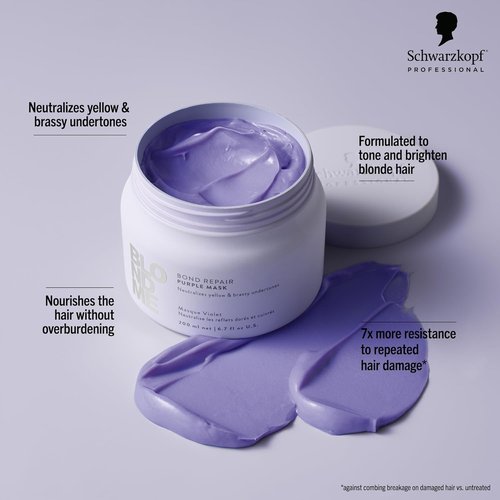 BlondMe Bond Repair Purple Mask - Neutralizes Yellow & Brassy Tones | For Healthy, Cool-Toned Blondes