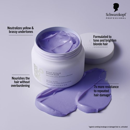 BlondMe Bond Repair Purple Mask for Blonde Hair | Neutralizes Yellow & Brassy Tones | Maintain, Refresh, & Enrich | For Moisturized, Healthy-Looking Cool-Toned Blondes