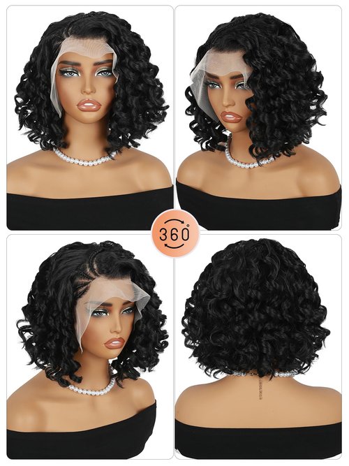 Fancy Hair Loose Curly Braided Wig HD 13X4 Lace Front Wig with Baby Hair Pre Plucked Box Braids Glueless Side Part Wig for Black Women