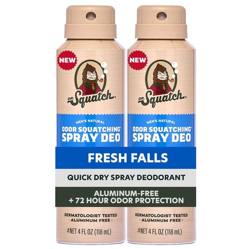 Dr. Squatch Natural Men’s Deodorant - Quick-Dry, Aluminum-Free Formula | Fresh Falls, 4oz (2-Pack)