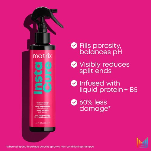 Matrix Instacure Anti-Breakage Leave-In Porosity Spray - Strengthens & Detangles Dry, Damaged Hair | 6.8 Fl Oz