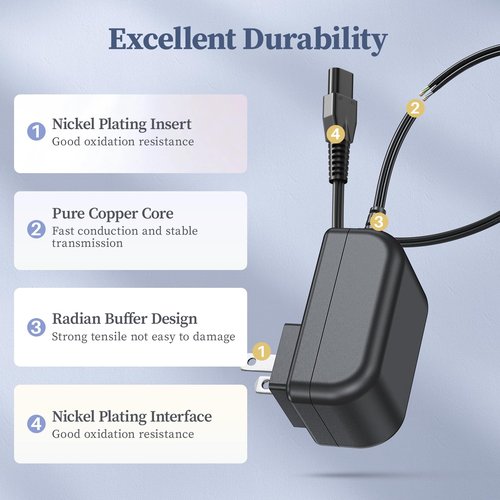 DONYOIE 5V Charger for Skull Shaver Power Cord Compatible with Pitbull Gold/Silver Pro Rechargeable Clipper AC Adapter for Butterfly Kiss Cordless Trimmer DC Adaptor Supply