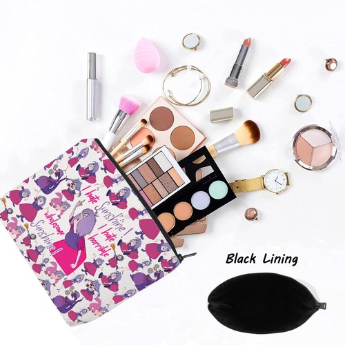 LEVLO Madam Mim Cosmetic Bag Movie Fans Gift I Hate Sunshine I Hate Horrible Whole Some Sunshine Makeup Zipper Pouch Bag For Women Girls (I Hate Sunshine Full)