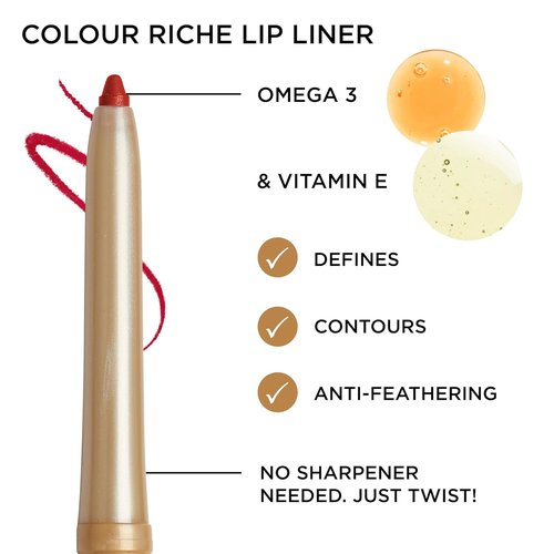 L'Oreal Paris Colour Riche Lip Liner Pencil - Creamy Formula with Omega 3 & Vitamin E | 782 Toffee To Be