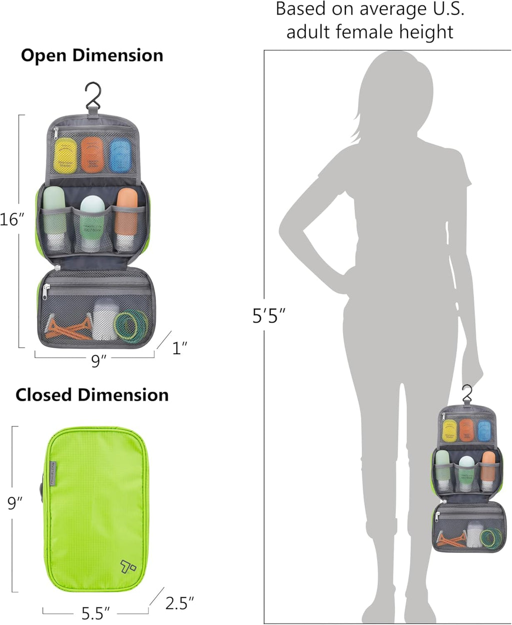 Travelon Compact Hanging Toiletry Kit - Organized Travel Storage Solution | Lightweight & Portable