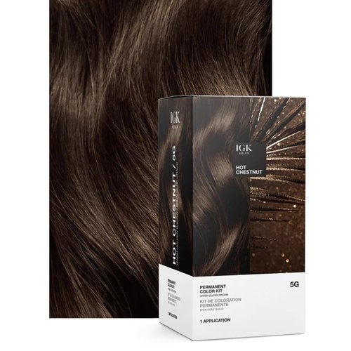 IGK Permanent Hair Color Kit - 5G Hot Chestnut | 100% Gray Coverage, Strengthens & Adds Shine | Ammonia-Free