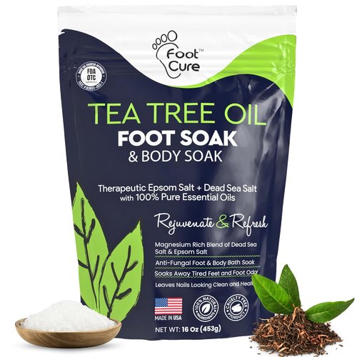 Tea Tree Oil Foot Soak - Epsom Salt Formula for Toenail Repair & Sore Feet Relief | 16 oz Made in USA