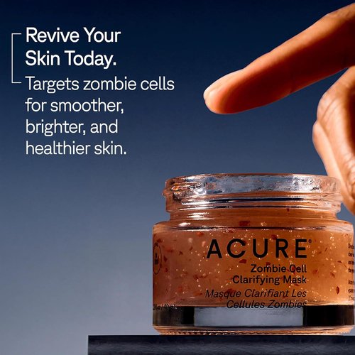 Acure Zombie Cell Clarifying Mask - Detoxifying Face Mask with Niacinamide, Pore Minimizer, Facial Treatment for Dark Spots & Blackheads, Exfoliating Skincare, Sulfate Free - 1.3 fl oz