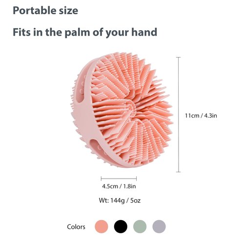 2 Pack Silicone Exfoliating Body Scrubber, Silicone Body Brush, Soft Silicone Loofah for Sensitive Skin, Shower Head Massager, Easy to Clean, Lathers Well(Pink&Black)