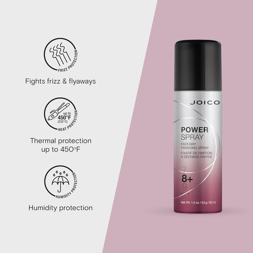 Joico Power Spray Fast-Dry Finishing Spray - 72 Hour Hold | Heat & Humidity Protection | Paraben & Sulfate Free
