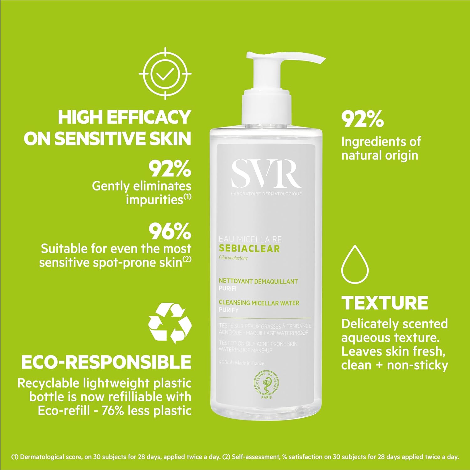 SVR Sebiaclear Micellar Water - Purifying Makeup Remover for Oily & Sensitive Skin | 13.5 fl. oz.