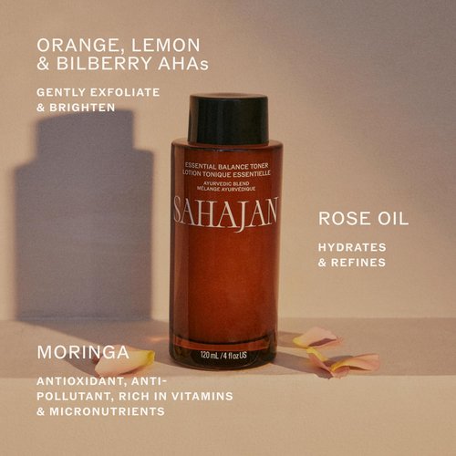 Sahajan Essential Balance Toner - Vitamin C & AHA Daily Glow Facial Toner | Exfoliates & Hydrates | 4 fl oz