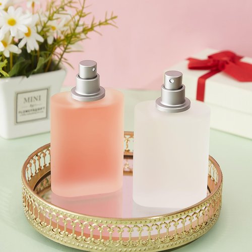 Tessco for you 12 Pcs 50/100ml Frosted Glass Bottle Perfume Atomizer Refillable Spray Empty Perfume Dispenser Fine Mist Atomizer Cosmetic Container for Travel Men Women (1.7 Ounces,Silver Gray)