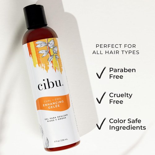 CIBU Curl + Coil Enhancing Gelée - Lightweight Curl Defining Gel for Frizz Control - 8 Ounces