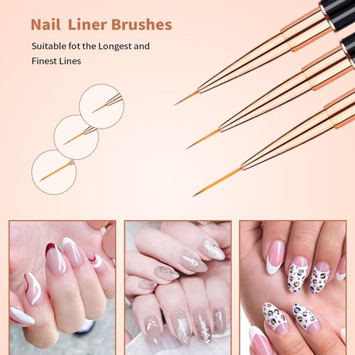 Qzqetet Nail Art Brushes Set - Professional 5pcs Double-Ended Acrylic Nail Art Brushes Liner Detail Thin Brushes For Drawing Design Brushes Gel Builder Brushes 3D Nail Art Tools (black)