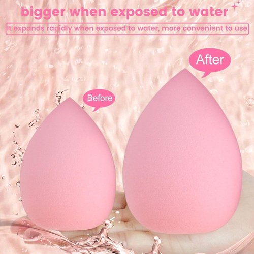 musejoy 21PCS Spa Washing Face Headband And Wristband Set Quilted Makeup Bag Sponge Triangle Powder Puff Paw Beauty Blender Mini Sponges For Foundation Reusable Remover Pads Purple