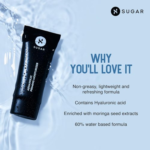 SUGAR Cosmetics Aquaholic 2-in-1 Priming Moisturizer - Lightweight, Non-Greasy Formula | 30 ml, White