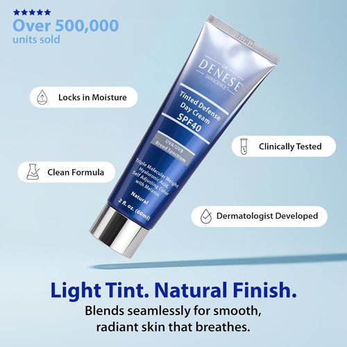 Dr. Denese Broad Spectrum SPF 40 Defense Day Cream - Tinted Moisturizer & Daily Sunscreen | Hydrating BB Cream for Smooth, Radiant Skin - 2 oz