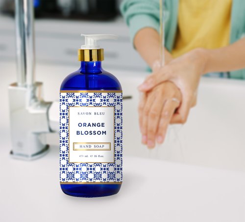 Savon Bleu Hand Soap Collection - 16oz Glass Bottles - 8 Pack - Home and Body Company - French Lavender, Cotton Blossom, Orange Blossom, Lemon Verbena