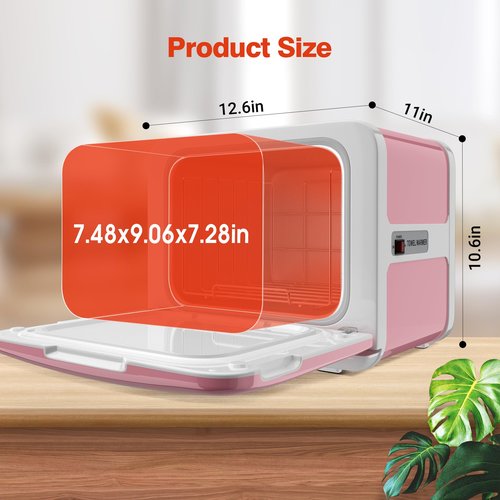 RyJaune Towel Warmer, 8.5L Towel Warmer Cabinet can Hold 12 Wet Facial Towels,Fast Heating with One-piece all-aluminum liner,Hot Towel Warmer Use for Spa,Hair Beauty,Salon - Pink
