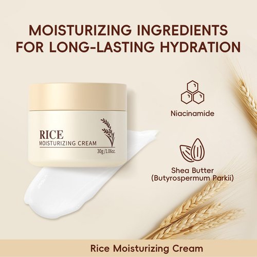 Rice Moisturizing Cream,Korean Face Cream with Rice Ceramide Extract | Lifts & Firms Skin,Nourishes Soothing Deeply,Repairs the Skins Barrier,Anti Aging Face Cream for All Skin Types—1.06OZ