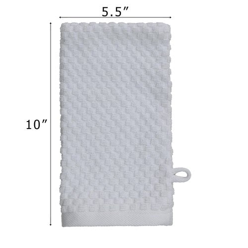COTTON CRAFT Bath Mitt - Exfoliating Glove - Set of 6 Euro Spa Waffle Weave Towel Mitts - 100% Cotton Body Shower Glove Washcloth with Hanging Loop - Sensitive Skin Friendly - Large 5.5x10 - White