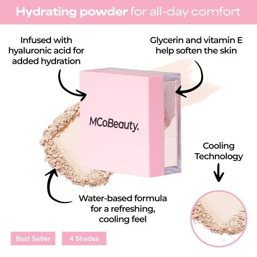 MCoBeauty Loose Powder - Translucent Finely Milled Setting Powder with Hyaluronic Acid | Vegan & Cruelty-Free
