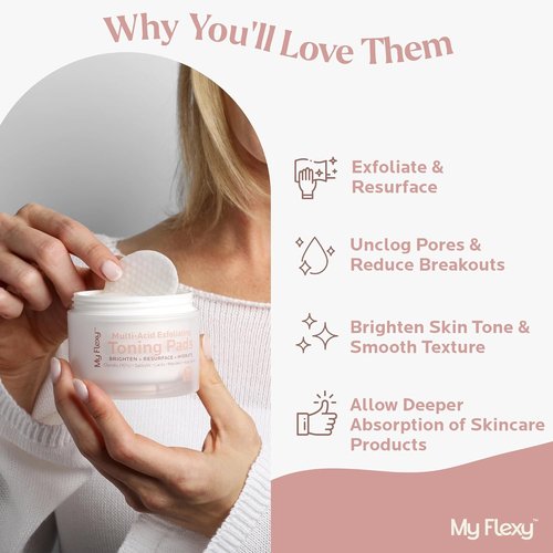 Regine Switzerland Toning & Exfoliating Face Pads - Clear Pores, Brighten Skin, Fade Dark Spots - 50 Count