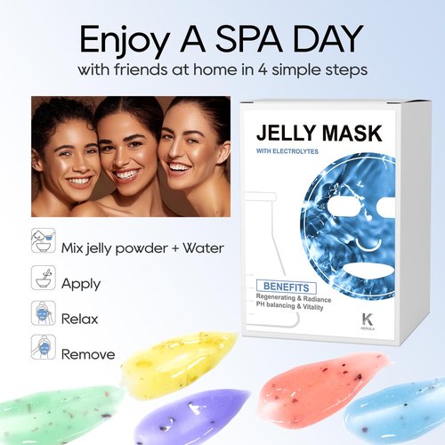 KERUILA Jelly Masks For Facials Professional, Peel Off Jelly Face Mask Skincare, Jelly Mask Powder for Facials Mask Mixing Bowl Set, Hydrojelly Mask Kit for Hydrating, Nourishing Soothing
