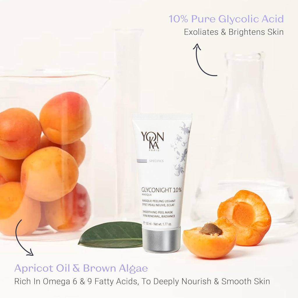 Yon-Ka Glyconight Peel Masque - 10% Glycolic Acid Anti-Aging Face Mask for Wrinkle & Pore Renewal
