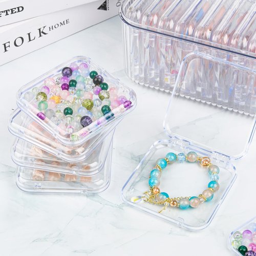 LONTOHCE Press On Nail Orgnizer 12pcs 3.3inch Clear nail storage box and 1 large storage box for Press On Nail Packaging and fake Nail Storage Nail Display with double sided tape.
